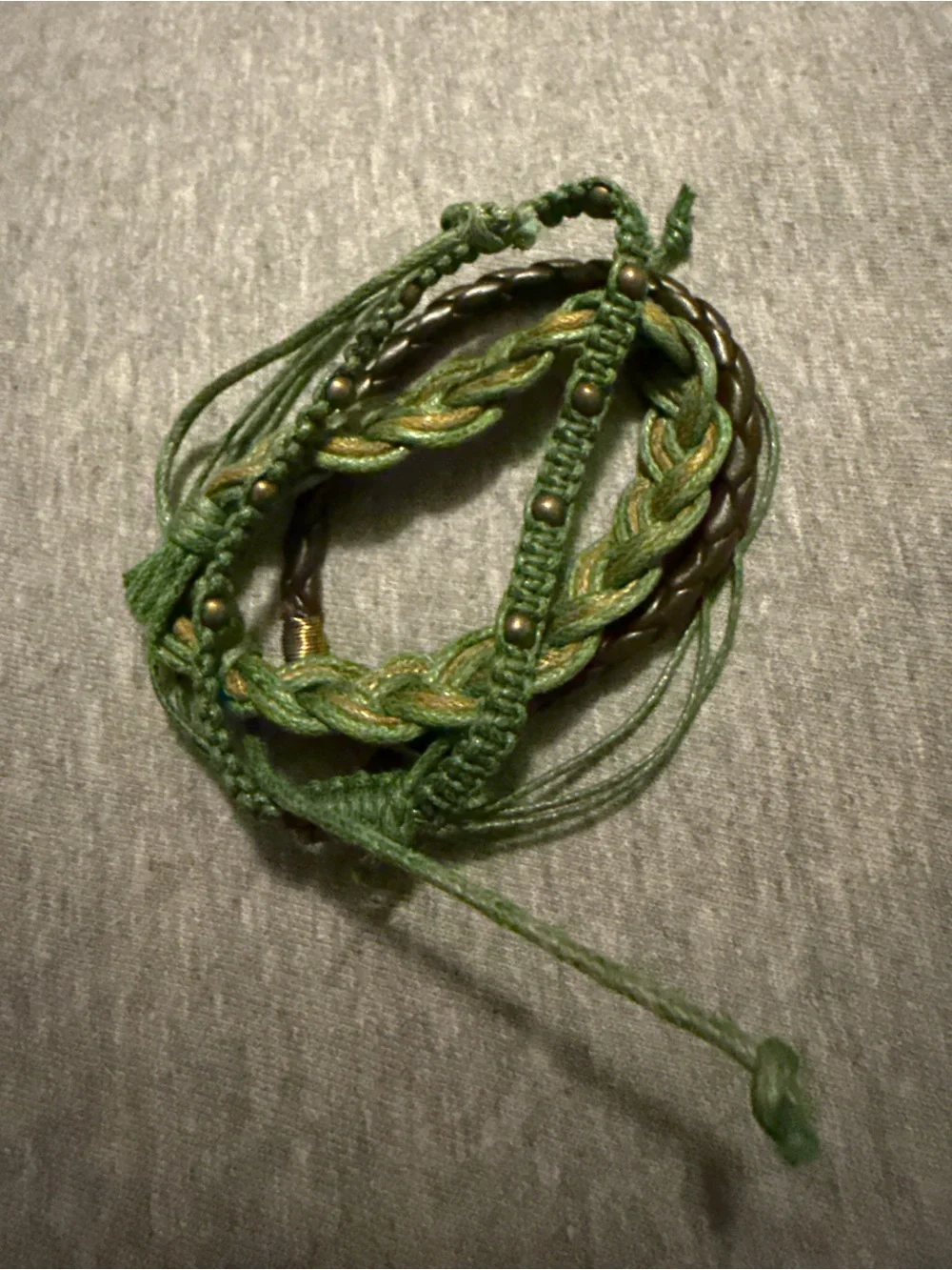 Green Braided Multi-Strand Bracelet